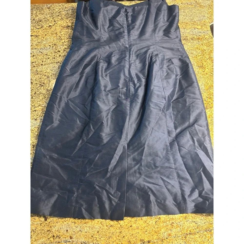Talbots Woman 100% Silk Navy Blue Lined Sleeveless Dress Size M Fit & Flare-READ